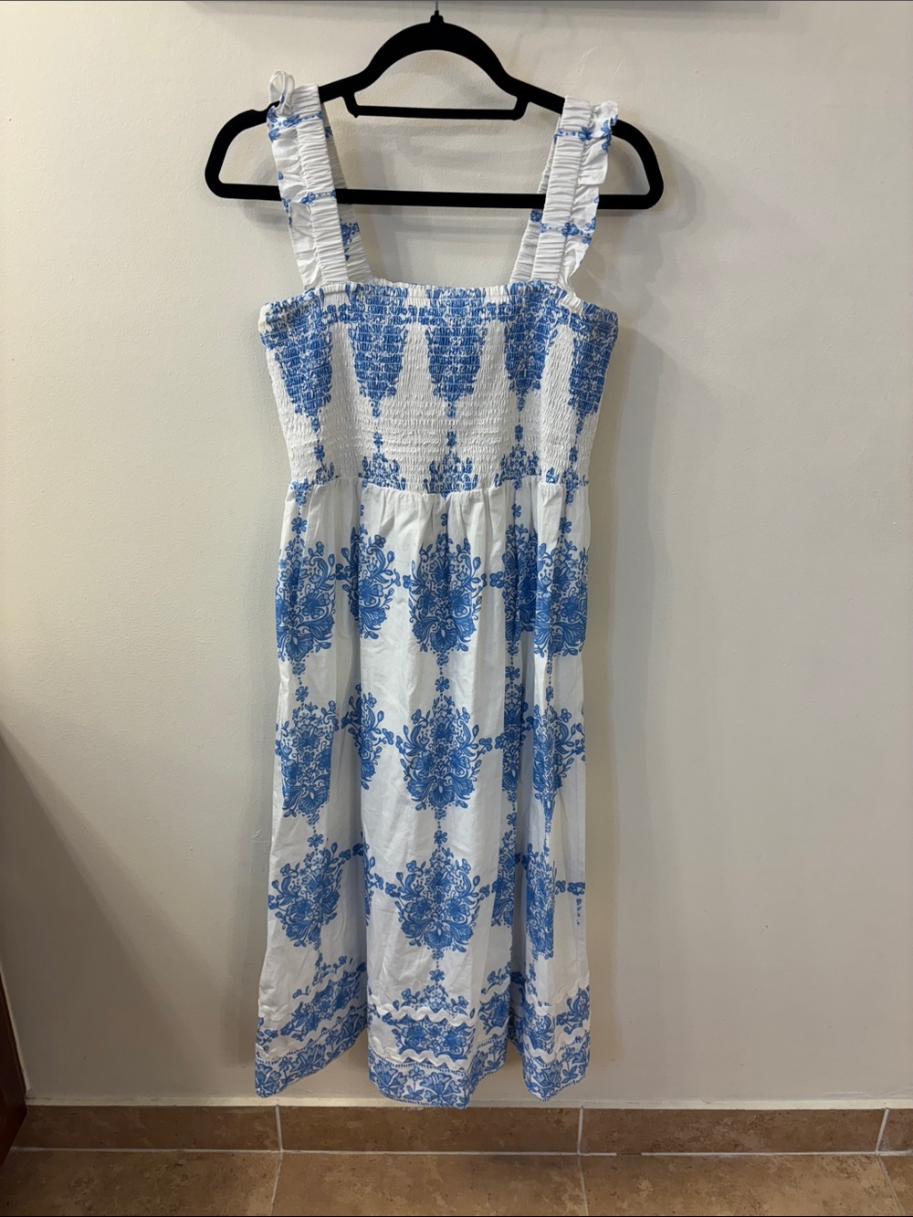 STS Blue and White Smocked Sundress - Picture 1 of 5